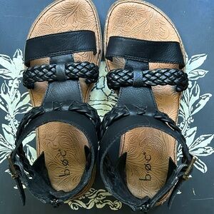 B.O.C Black Leather Gladiator Style Sandals